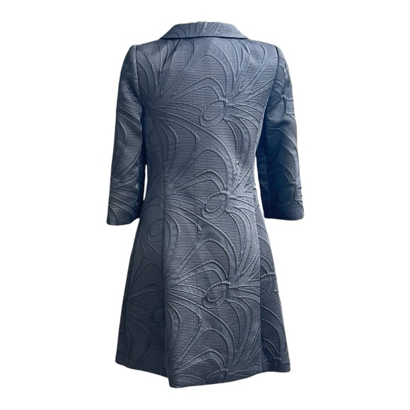 Milly Vintage Textured Black Jacquard Coat Green Lining 3/4 Sleeve Luxury Size 4 - Picture 6 of 15